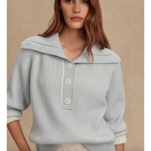 Varley Filey Plaited Sweater Wide Collar Oversized Blue Size Small NWT